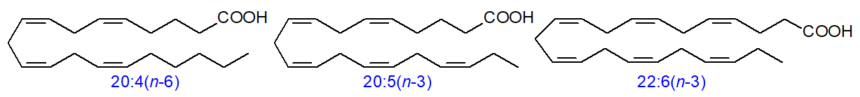 Formulae of arachidonic and eicosapentaenoic acids