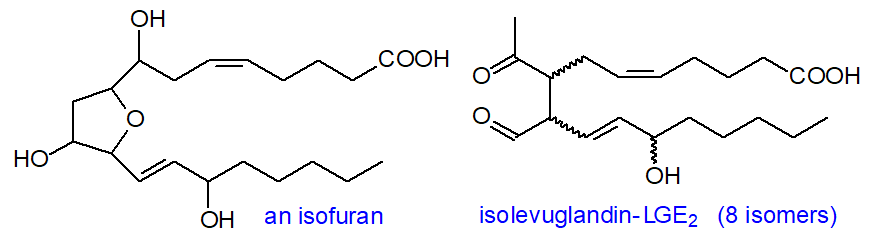 Formulae of an isofuran and isolevuglandin