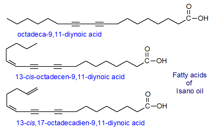 Acetylenic fatty acids from isano oil