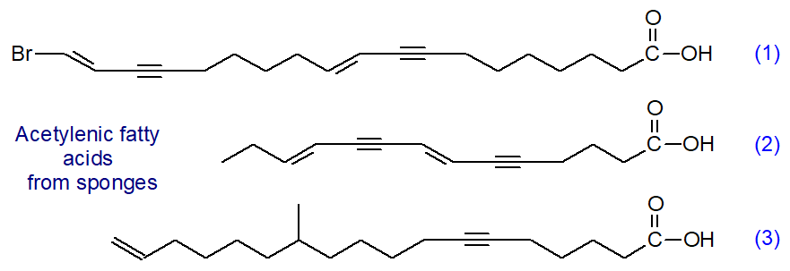 Acetylenic fatty acids from a sponge