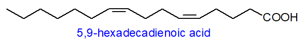 Formula of 5,9-hexadecadienoic acid