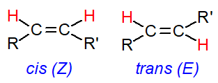 Structural formulae of cis and trans double bonds