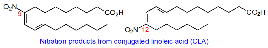 Nitration products of conjugated linoleic acid (CLA)