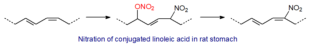 Nitration of conjugated linoleate in rat stomach