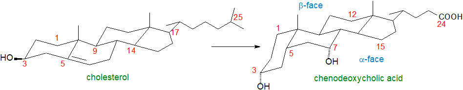 Structural formulae for typical bile acids and alcohols