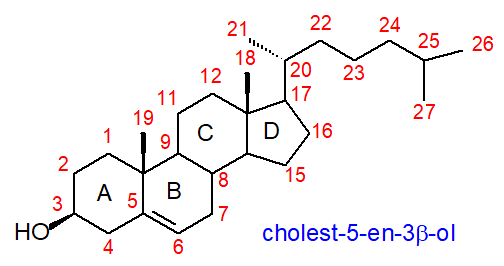 Structural formula for cholesterol