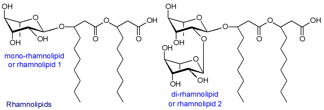 Formulae of rhamnolipids