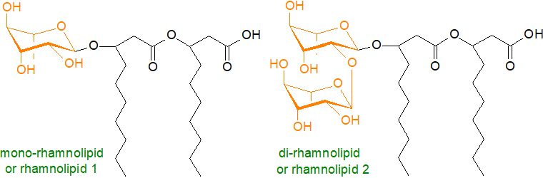 Formulae of rhamnolipids