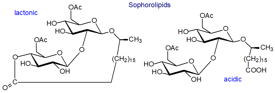 Formulae of sophorolipids
