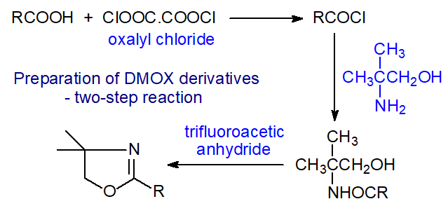 Preparation of DMOX derivatives by a two-stage method