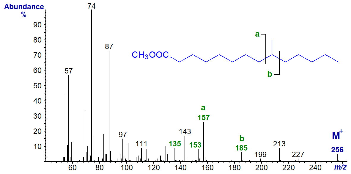 Figure 9. Mass spectrum of methyl 9-methyl-tetradecanoate Mass spectrum of methyl 9-methyl-tetradecanoate