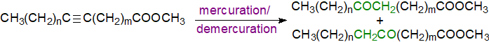Mercuration-demercuration reaction with triple bonds