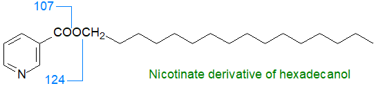 Formula of the nicotinate derivative of hexadecan-1-ol