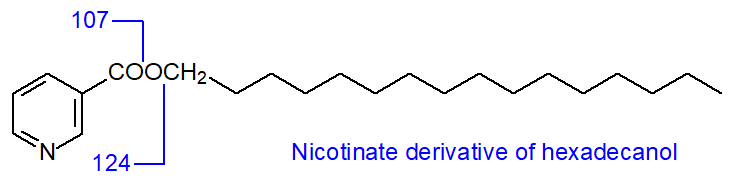 Formula of the nicotinate derivative of hexadecan-1-ol