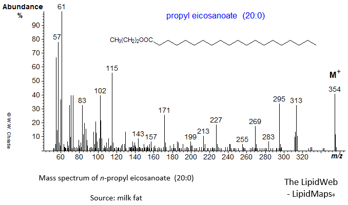 Mass spectrum of n-propyl eicosanoate (20:0)