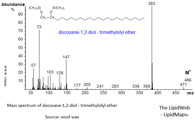 Mass spectrum of docosane-1,2-diol - trimethylsilyl ether derivative