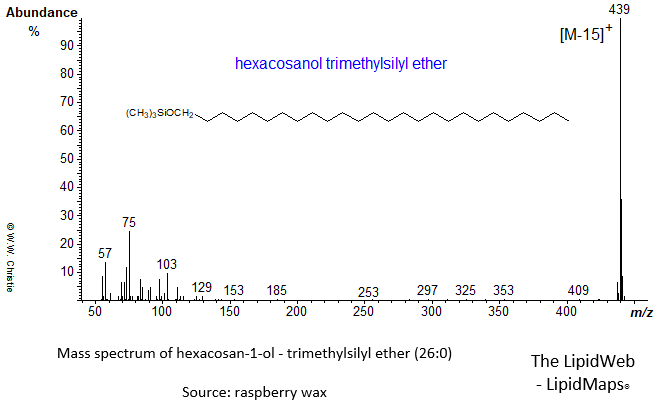 Mass spectrum of hexacosan-1-ol (26:0) - trimethylsilyl ether (TMS)