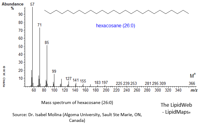 Mass spectrum of hexacosane (26:0)