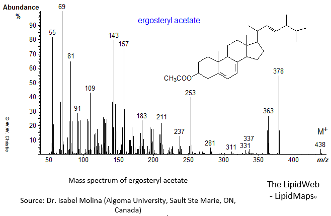 Mass spectrum of ergosteryl acetate