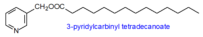 Formula of 3-pyridylcarbinol tetradecanoate